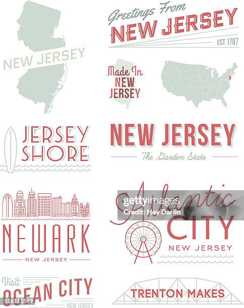 ilustrações de stock, clip art, desenhos animados e ícones de nova jersey tipografia - ocean city