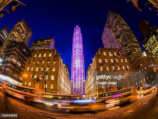rockefeller center - night view from rockefeller center stock pictures, royalty-free photos & images