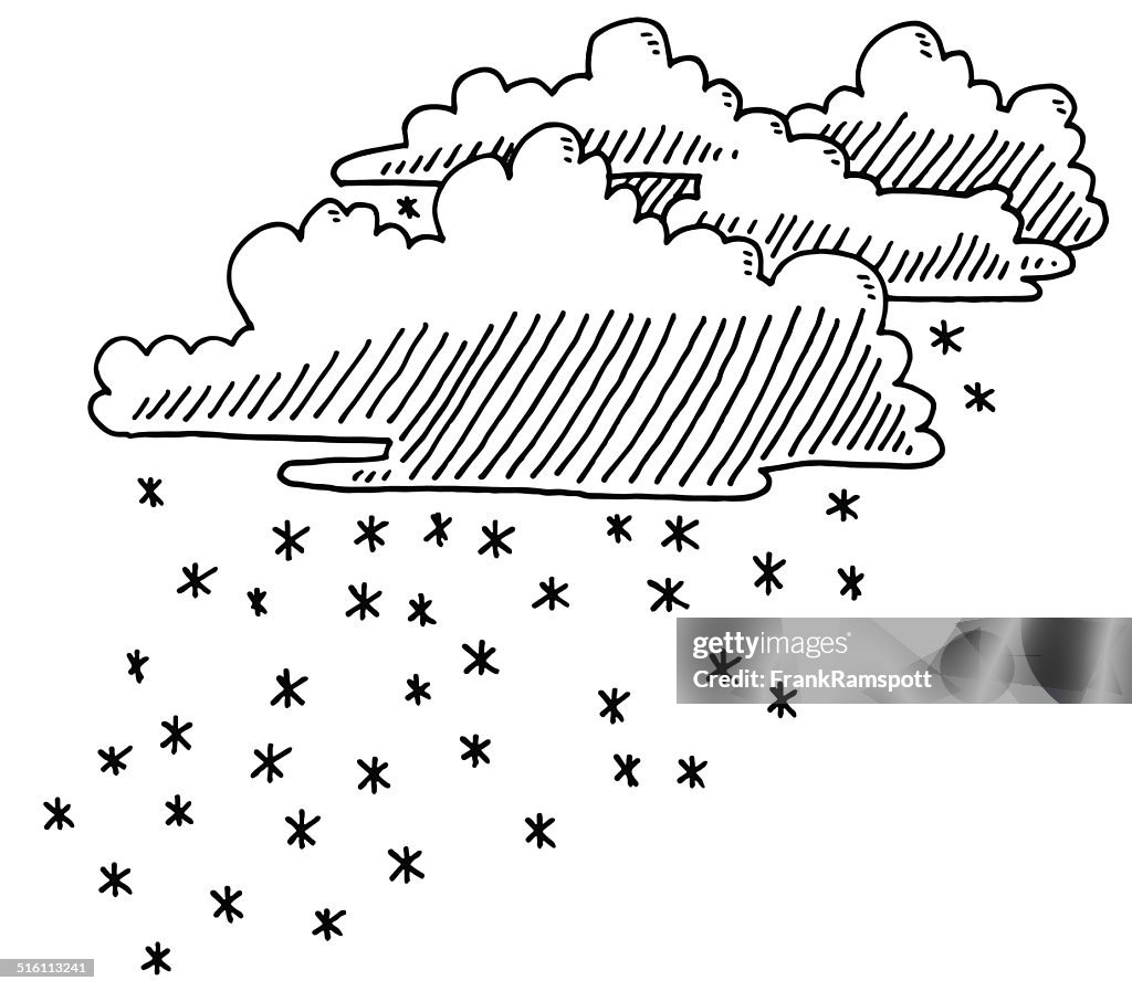 Winter Snowing Cloud Drawing