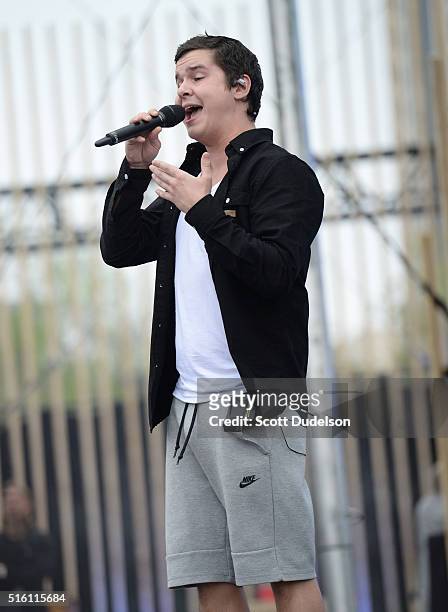 Singer Lukas Graham performs onstage during the mtvU Woodie Festival on March 16, 2016 in Austin, Texas.