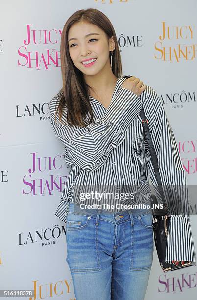 Luna of f attends the Lancome "Juicy Shaker" launching event at Boutique Monaco on March 4, 2016 in Seoul, South Korea.