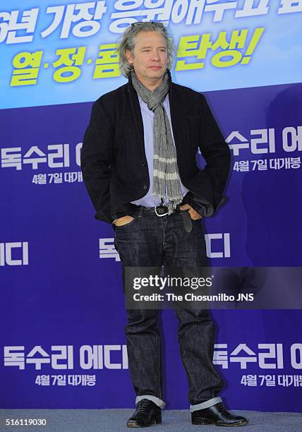 Dexter Fletcher attends the movie "Eddie the Eagle" press conference at Four Seasons hotel on March 7, 2016 in Seoul, South Korea.