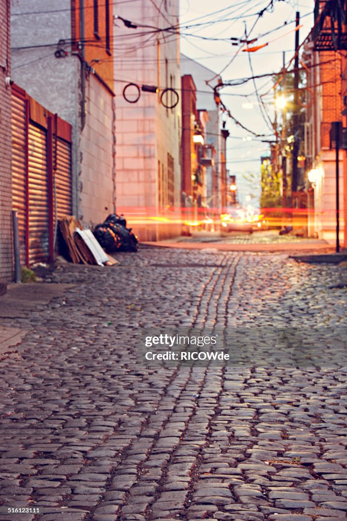 Empty road in Hoboken, New Jersey