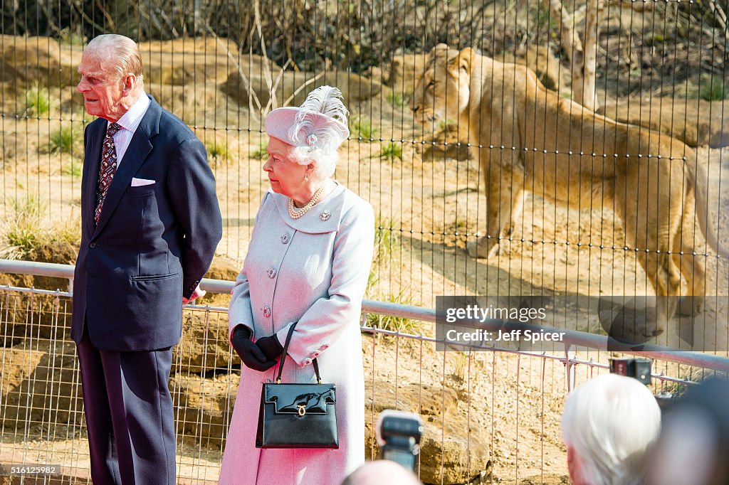 The Queen & Duke Of Edinburgh Visit London Zoo To Open The 'Land Of The Lions' Exhibit
