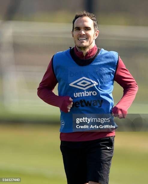 Joey O'Brien of West Ham United during Training at Chadwell Heath on March 17, 2016 in London, England.