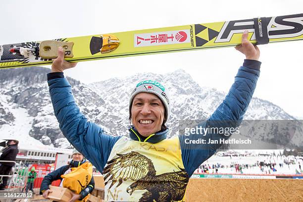Noriaki Kasai of Japan poses for a picture during day 1 of the FIS Ski Jumping World Cup at Planica on March 17, 2016 in Planica, Slovenia. It's...