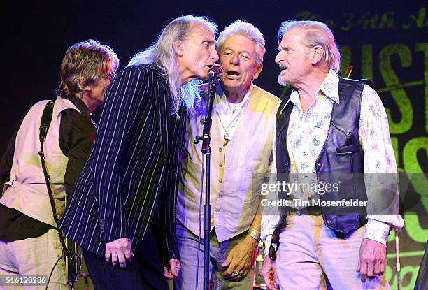 Jimmie Dale Gilmore, Joe Ely, and Butch Hancock perform during the SXSW showcase for the Austin Music Awards at the Hilton Ballroom on March 16, 2016...