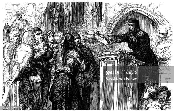 medieval wayside preacher - preacher stock illustrations