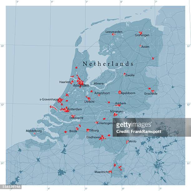 illustrazioni stock, clip art, cartoni animati e icone di tendenza di illustrazione mappa stradale dei paesi bassi - olanda settentrionale