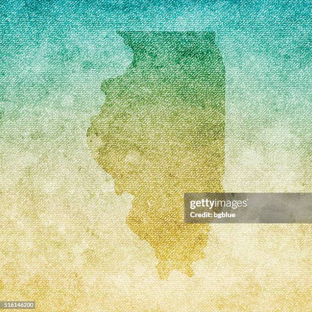 illinois map on grunge canvas background - denim texture vector stock illustrations