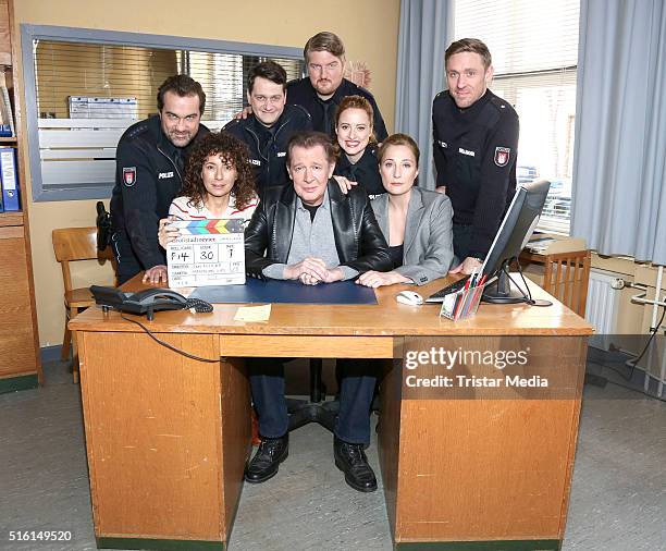 Sven Fricke, Maria Ketikidou, Jan Fedder, Wanda Perdelwitz, Jens Muenchow, Marc Zwinz, Saskia Fischer and Peter Fieseler attend a photo call to mark...