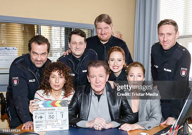 Sven Fricke, Maria Ketikidou, Jan Fedder, Wanda Perdelwitz, Jens Muenchow, Marc Zwinz, Saskia Fischer and Peter Fieseler attend a photo call to mark...