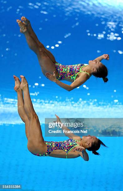 Nadezhda Bazhina and Kristina Ilinykh of Russia dives in the Women's 3m Synchro Springboard Final during day one of the FINA/NVC Diving World Series...