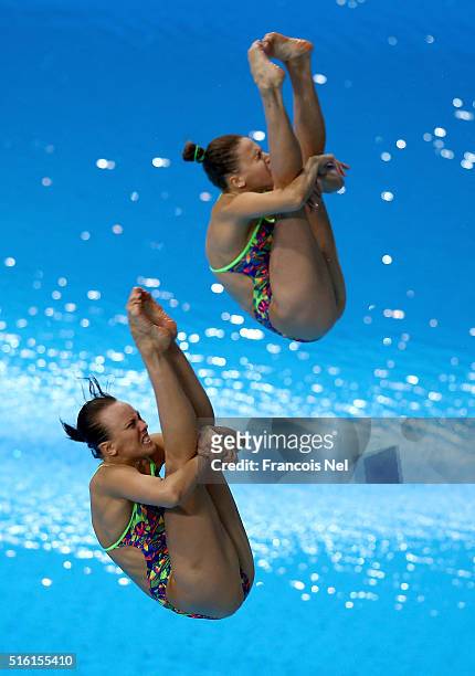 Nadezhda Bazhina and Kristina Ilinykh of Russia dives in the Women's 3m Synchro Springboard Final during day one of the FINA/NVC Diving World Series...