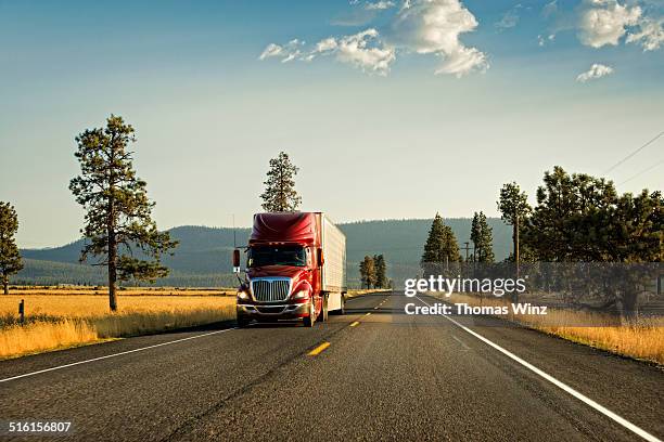 truck on an empty highway - california road trip stock pictures, royalty-free photos & images