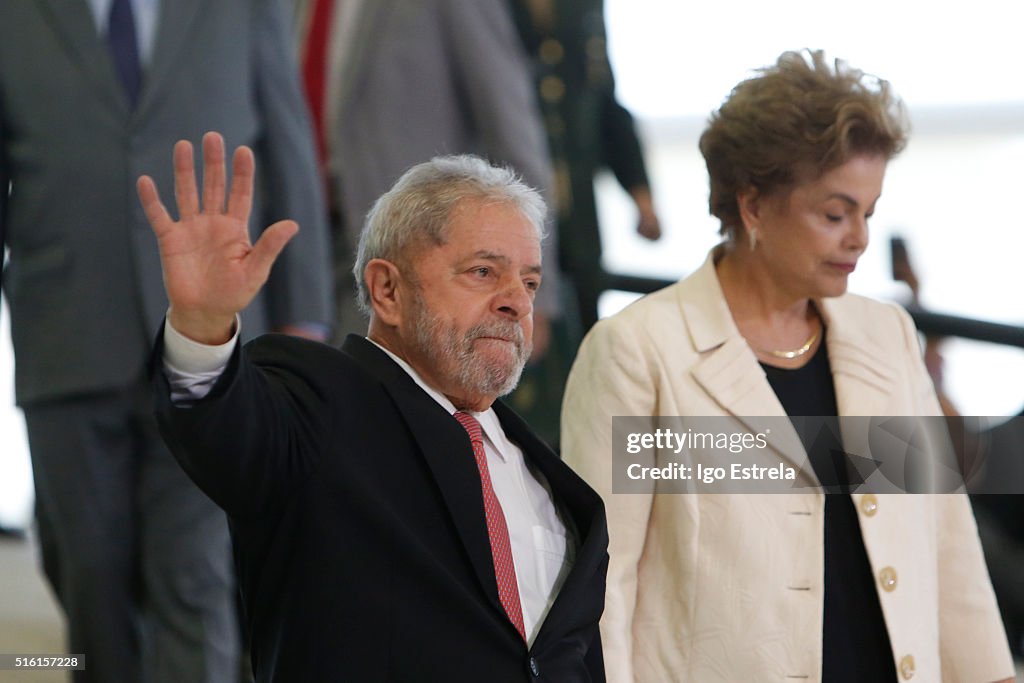 Brazil's former president, Luiz Inacio Lula da Silva, is sworn in as the new chief of staff for embattled President Dilma Rousseff