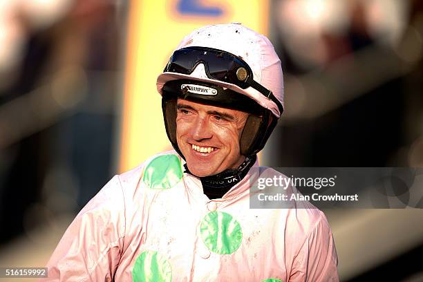 Ruby Walsh after riding Limini to victory during Cheltenham Festival - St Patrick's Thursday at Cheltenham racecourse on March 17, 2016 in...