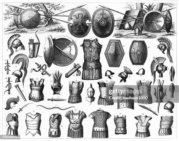 weapons of the greeks, etruscans and romans - etruscan stock illustrations