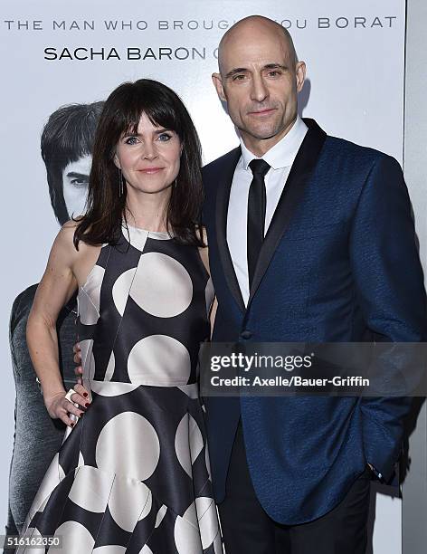 Actor Mark Strong and Liza Marshall arrive at the premiere of Columbia Pictures And Village Roadshow Pictures 'The Brothers Grimsby' at Regency...