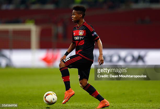 Wendell of Bayer Leverkusen in action the UEFA Europa League round of 16, second leg match between Bayer Leverkusen and Villarreal CF at Bay Arena on...