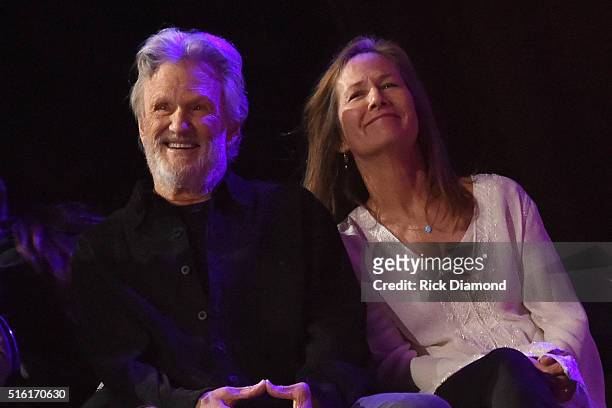 Kris Kristofferson and Lisa Meyers attend The Life & Songs of Kris Kristofferson produced by Blackbird Presents at Bridgestone Arena on March 16,...