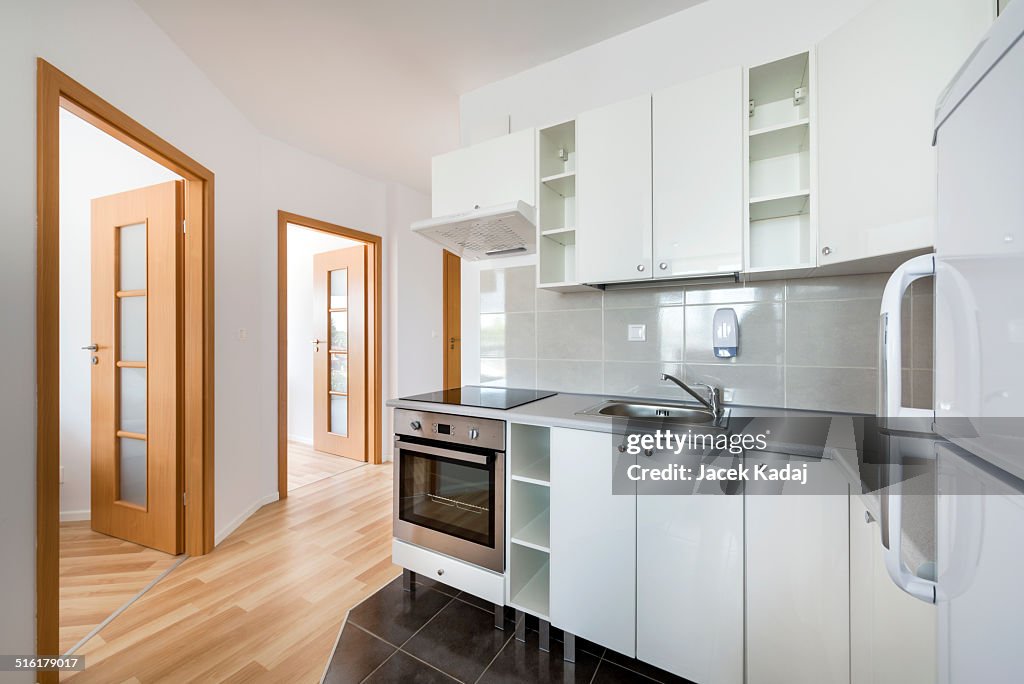 Small White Modern Kitchen Interior Design High-Res Stock Photo - Getty ...