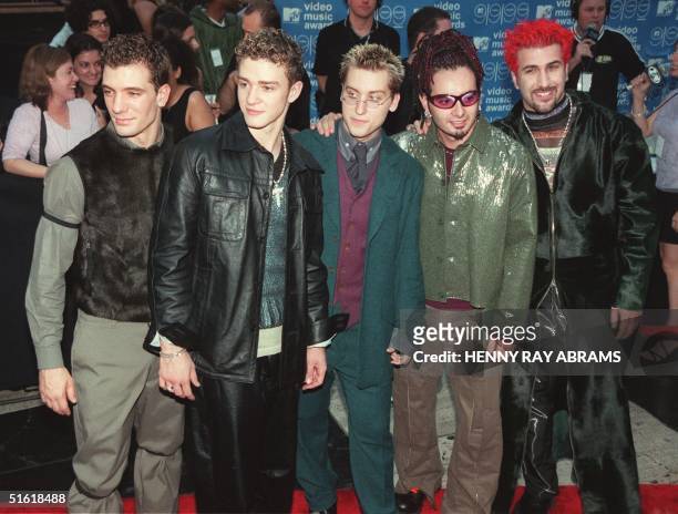 The US singing group N'Sync arrive for the MTV Video Music Awards at the Metropolitan Opera House at Lincoln Center in New York on 09 September,...