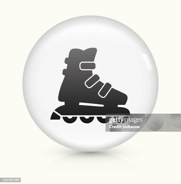 roller skates icon on white round vector button - inline skate stock illustrations