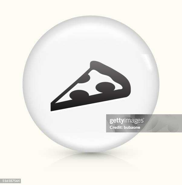 pizza slice icon on white round vector button - pizza slice on white stock illustrations
