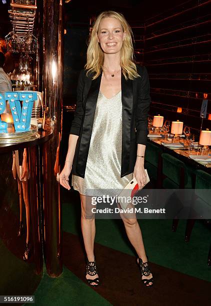 Caroline Winberg attends a dinner hosted by Roger Vivier to celebrate the Prismick Denim collection by Camille Seydoux at Casa Cruz on March 17, 2016...