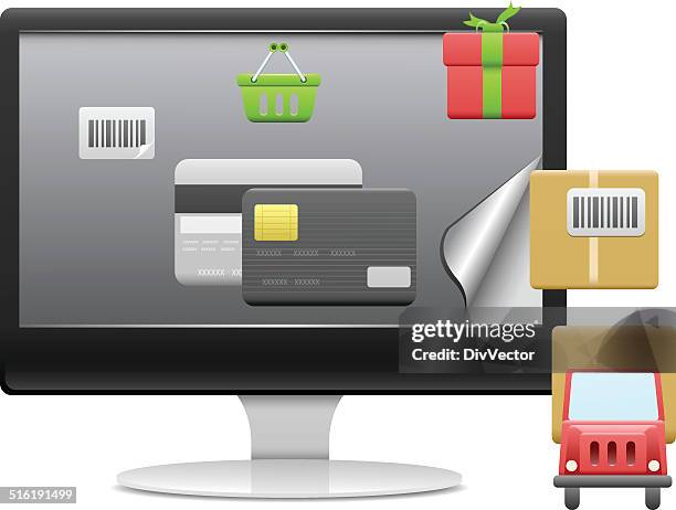 shopping - buy online pick up in store stock illustrations