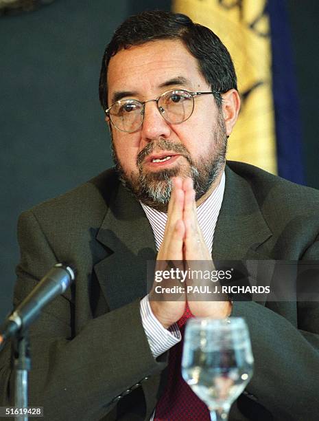 Ecuador's Foreign Minister Benjamin Ortiz participates in a discussion concerning the current political and economic situation in Ecuador 29...