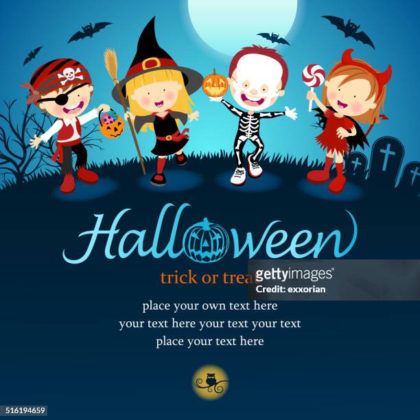 halloween trick or treat - halloween kids stock illustrations