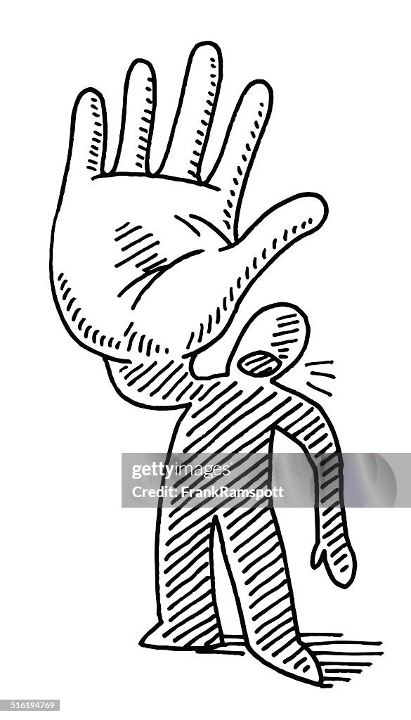Stop Hand Gesture Cartoon Man Drawing High-Res Vector Graphic - Getty Images