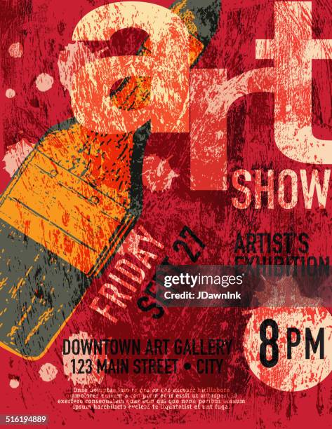 ilustraciones, imágenes clip art, dibujos animados e iconos de stock de plantilla de diseño de cartel art show - exposición artística