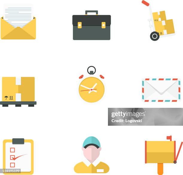 flat post icons - postman stock illustrations