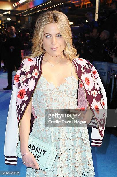 Olivia Cox attends the European premiere of 'Eddie The Eagle' at Odeon Leicester Square on March 17, 2016 in London, England.