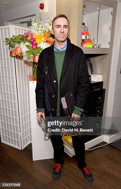 Raf Simons attends the OdeJo Launch Party at Harvey Nichols on March 17, 2016 in London, England.