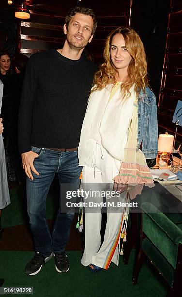 Sasha Pesko and Alexia Niedzielski attend a dinner hosted by Roger Vivier to celebrate the Prismick Denim collection by Camille Seydoux at Casa Cruz...