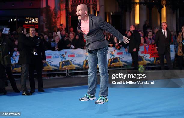 Eddie Edwards arrives for the European premiere of 'Eddie The Eagle' at Odeon Leicester Square on March 17, 2016 in London, England.