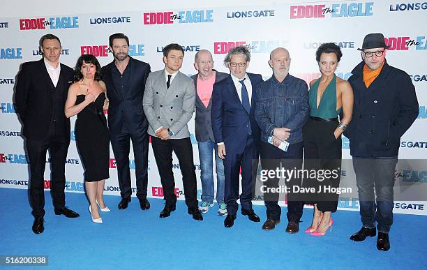 Zygi Kamasa, Jo Hartley, Hugh Jackman, Taron Egerton, Eddie "The Eagle" Edwards, Director Dexter Fletcher, Keith Allen, Ania Sowinski and Matthew...