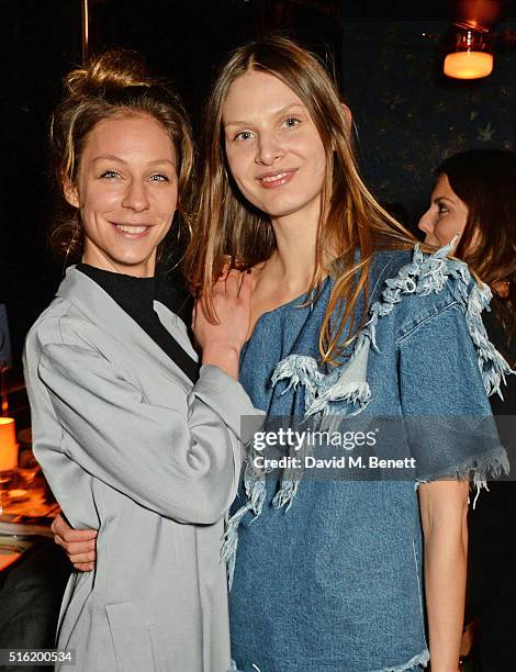 Tatjana Pesko and Victoria Sekrier attend a dinner hosted by Roger Vivier to celebrate the Prismick Denim collection by Camille Seydoux at Casa Cruz...