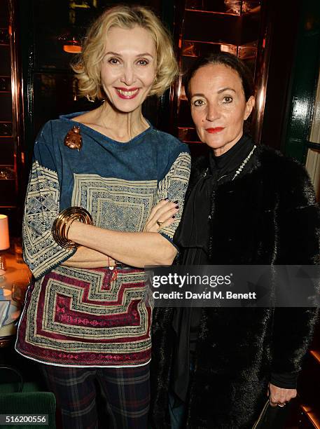 Allegra Hicks and Daniela Agnelli attend a dinner hosted by Roger Vivier to celebrate the Prismick Denim collection by Camille Seydoux at Casa Cruz...