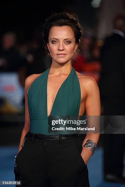 Ania Sowinski arrives for the European premiere of 'Eddie The Eagle' at Odeon Leicester Square on March 17, 2016 in London, England.