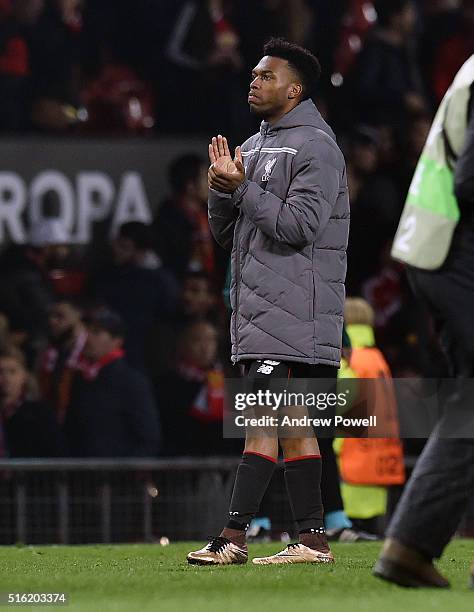 Daniel Sturridge of Liverpool during the UEFA Europa League Round of 16: Second Leg match between Manchester United and Liverpool at Old Trafford on...