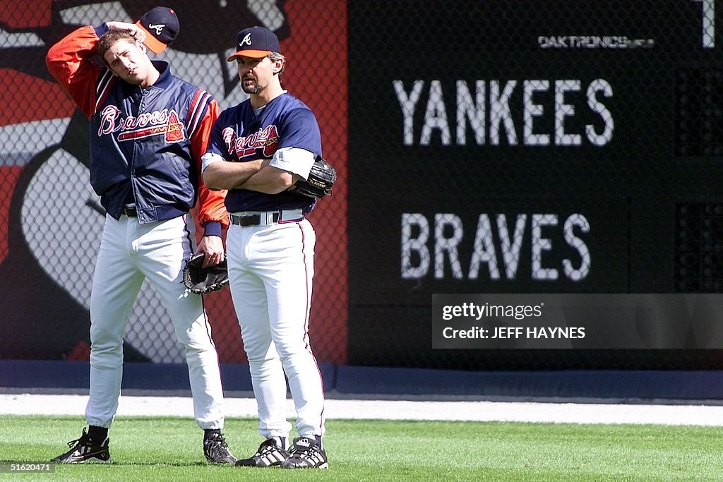 Terry Rocker Atlanta Braves pitchers John Rocker and Terry Mulholland shag balls ...
