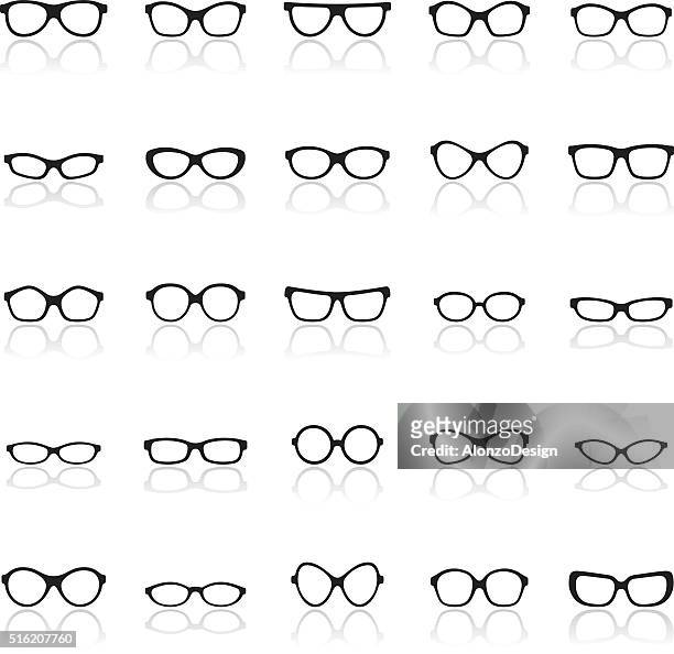 ilustraciones, imágenes clip art, dibujos animados e iconos de stock de gafas icono conjunto - eyeglasses