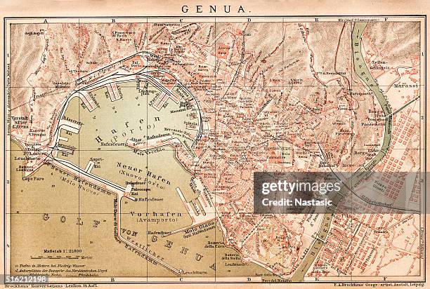 illustrazioni stock, clip art, cartoni animati e icone di tendenza di mappa di genova 1898 - pianura padana