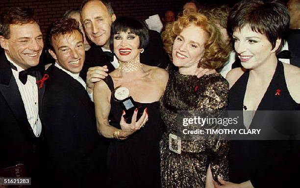 From left, 1993 Tony Award winners Ron Leibman, best actor in a play; Wayne Cilento, best choreography; Pete Townshend, best musical score; Chita...