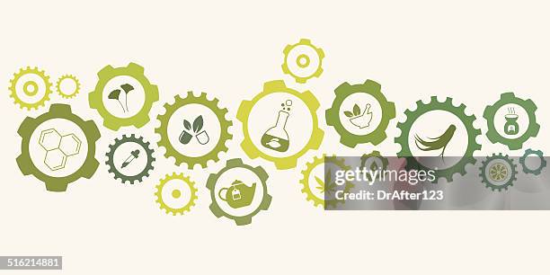 natural medicine gear concept - aromatherapy stock illustrations